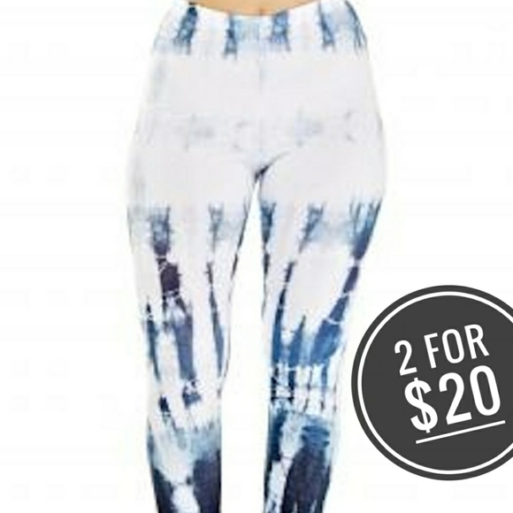 Glitz Pants - NEW BLUE WHITE GREY TIE DYE LEGGINGS S M L